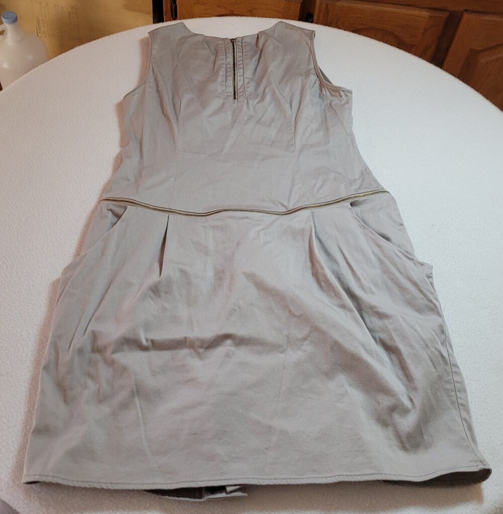 Womens Dress Sz 6 Sleeveless Tan Safari Minimalist Skirt Top Separates w Zipper